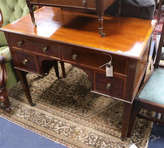 A small Edwardian inlaid mahogany dressing table W.91cm